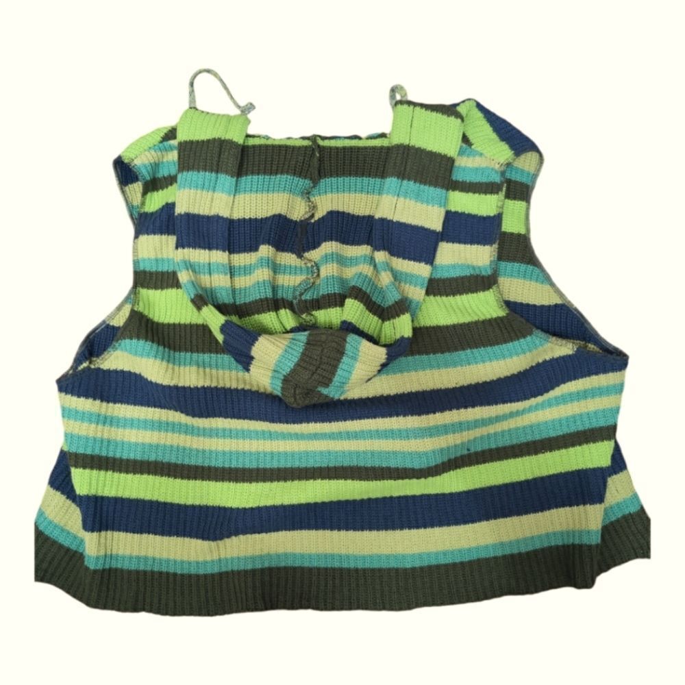 BDG Hooded Sweater Vest Size s Multi Color Stripe Knit - Picture 7 of 12